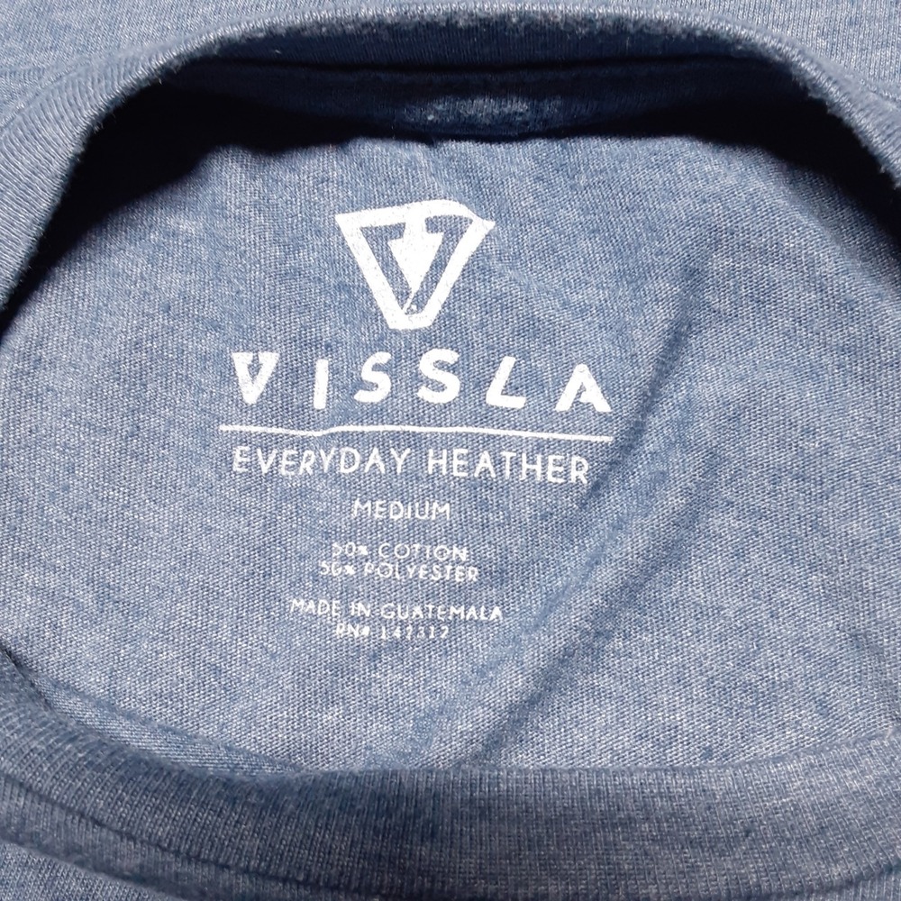 Vissla Mens Everyday Heather T-Shirt Medium Blue Crew SS Station Tee - Picture 3 of 8